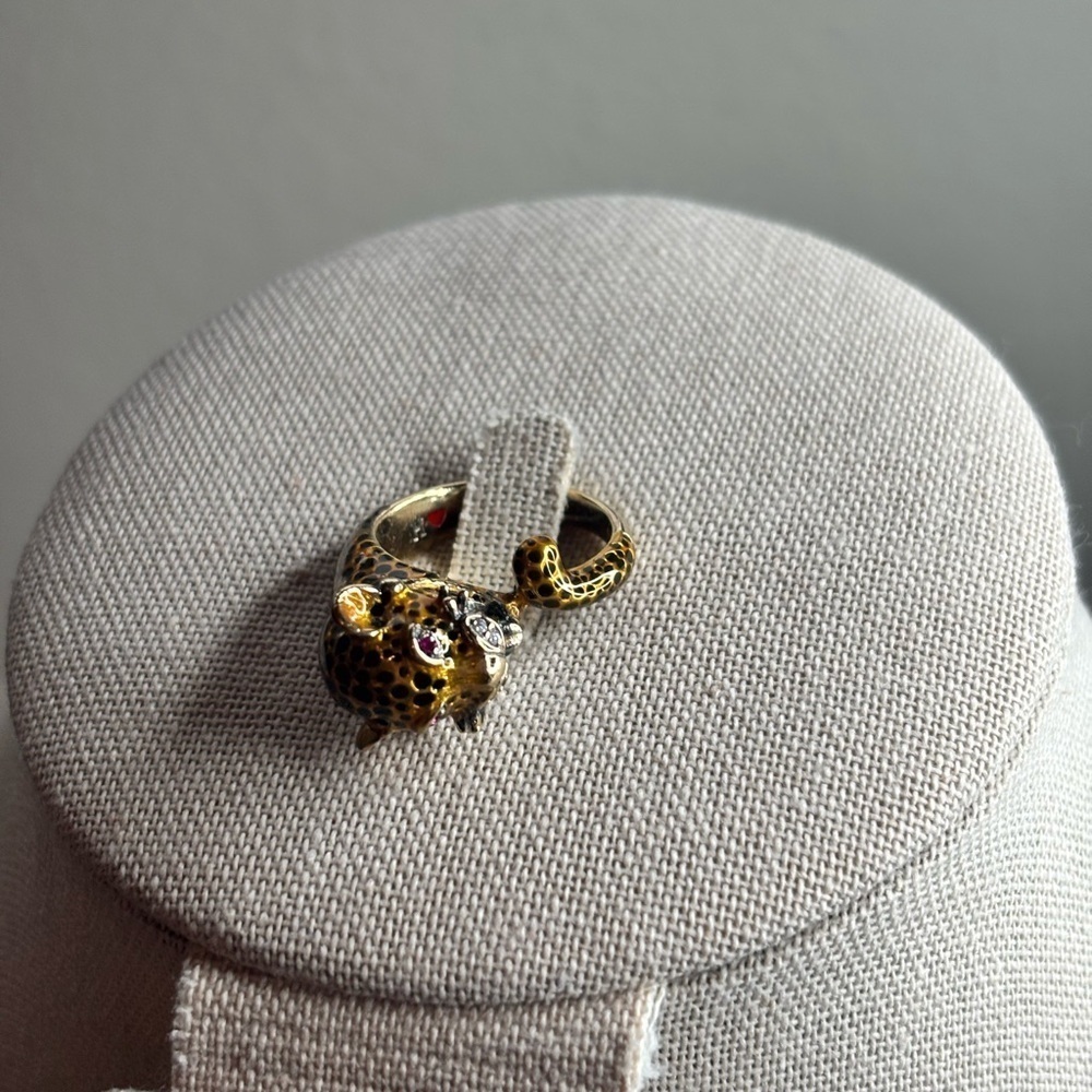 RARE Silvio Hidalgo Sterling Silver Enamel Panther jaguar Ring 7 Vintage Luxury - Picture 11 of 12